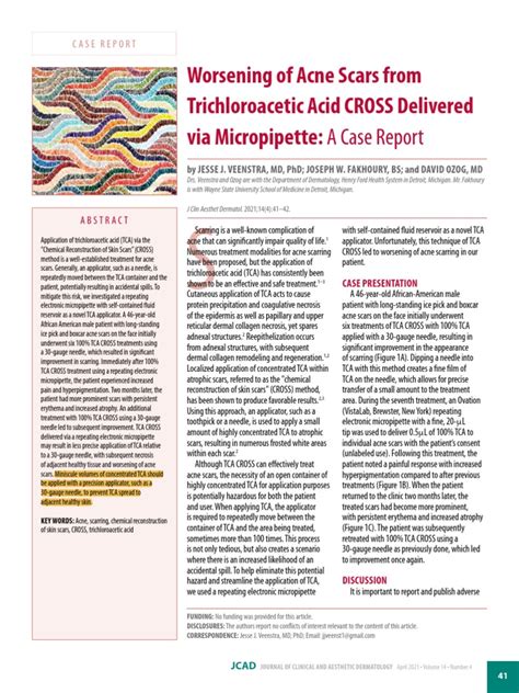 Worsening of Acne Scars from Trichloroacetic Acid CROSS.
